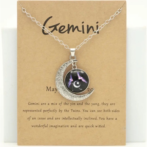 Luminous Zodiac Retro Moon Pendant Necklace & Card NIP - Picture 11 of 15